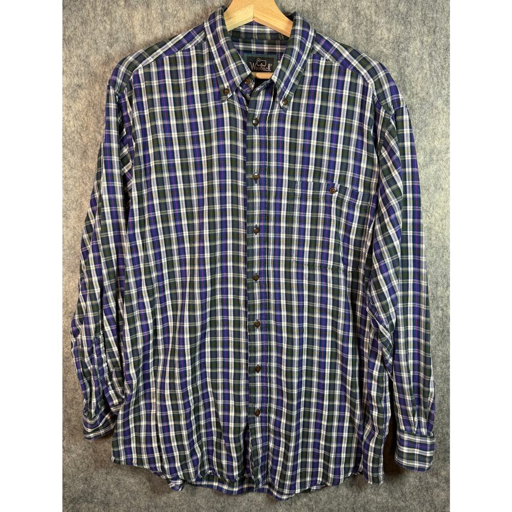 Woolrich Mens Plaid Flannel Long Sleeve Button Up Large Chest Pocket